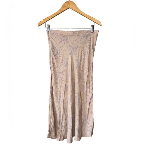 Vera & Lucy Pink & Lavander Dotted Midi Satin Skirt - Size Large - Picture 1 of 9